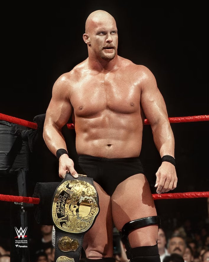 Stone Cold Steve Austin Smoking Skull Championship Belt 8" x 10" WWE Wrestling Photo - Dynasty Sports & Framing 