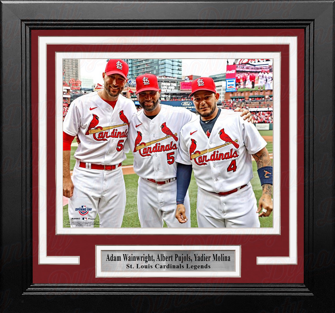 Adam Wainwright, Albert Pujols, & Yadier Molina St. Louis Cardinals 8" x 10" Framed Baseball Photo - Dynasty Sports & Framing 