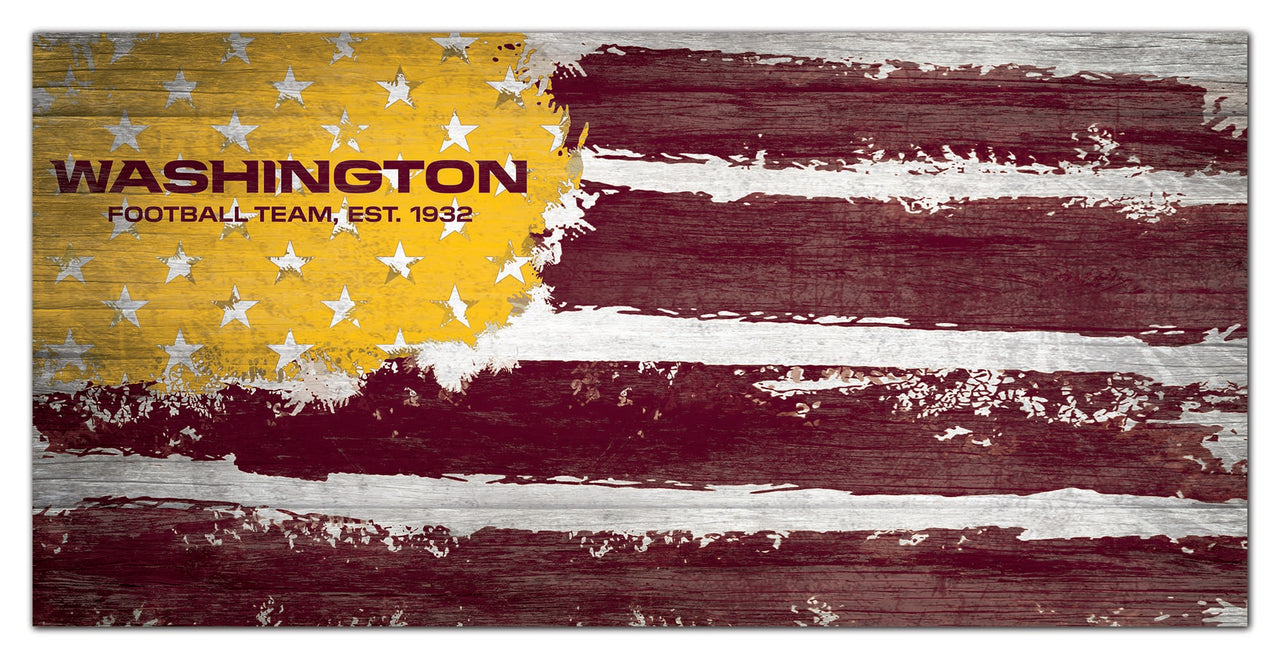 Washington Football Team Flag Wooden Sign - Dynasty Sports & Framing 