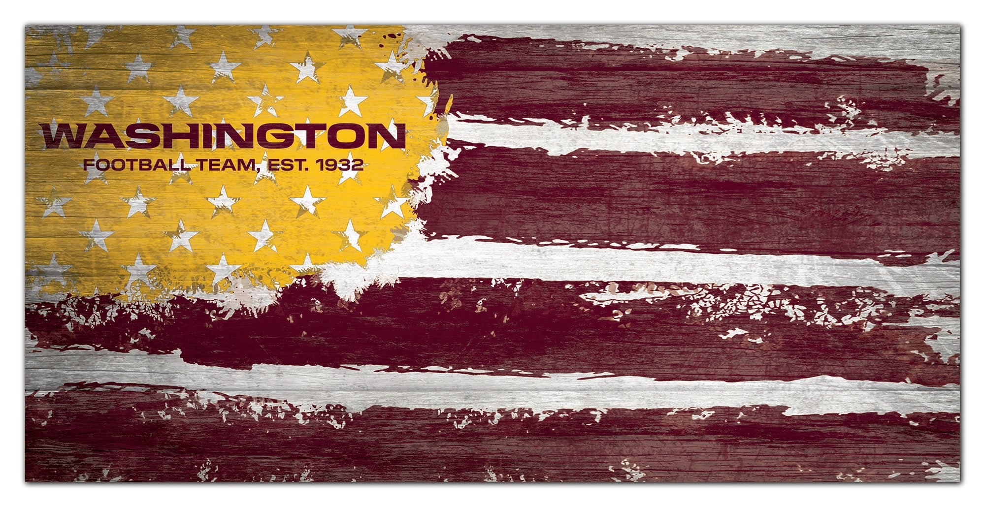 Washington Football Team Flag Wooden Sign - Dynasty Sports & Framing 