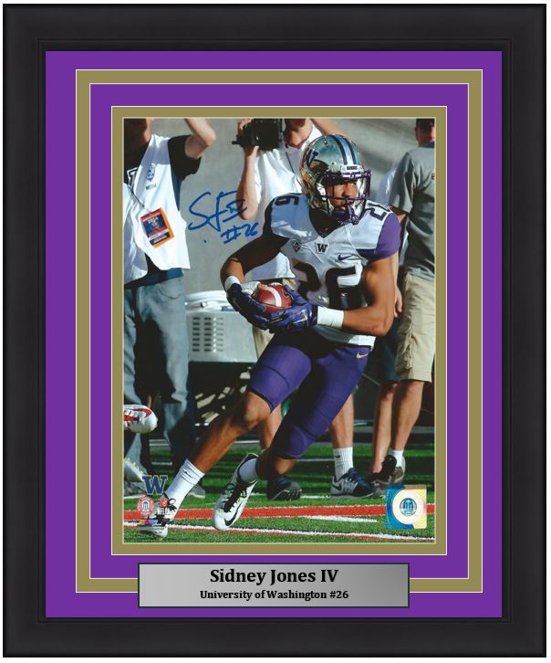 Sidney Jones University of Washington Autographed 8x10 Framed College Photo (Huskies Matting) - Dynasty Sports & Framing 