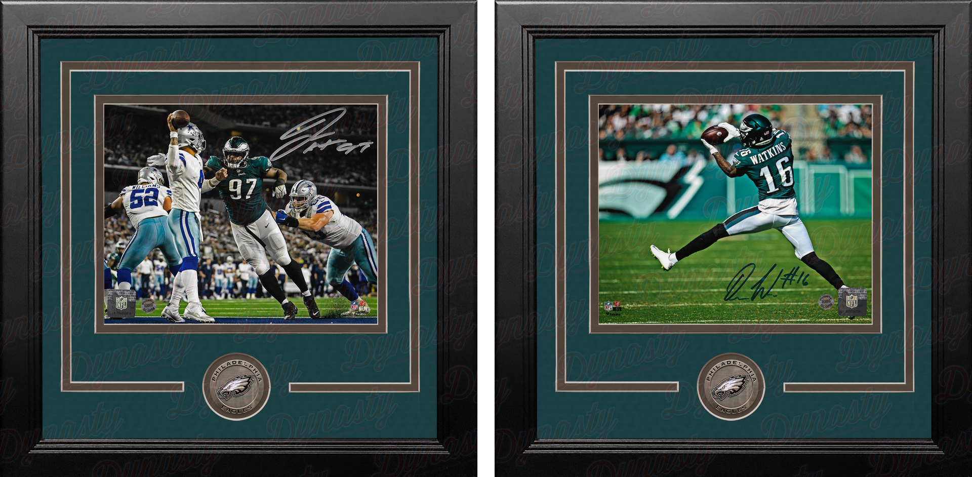 Quez Watkins & Javon Hargrave Philadelphia Eagles Autographed 8" x 10" Football Photos Combo - Dynasty Sports & Framing 