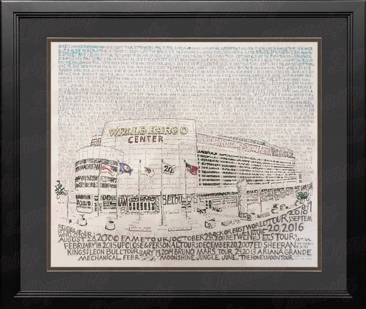 Philadelphia Wells Fargo Center Concert History Daniel Duffy Word Art 16" x 20" Framed Photo - Dynasty Sports & Framing 