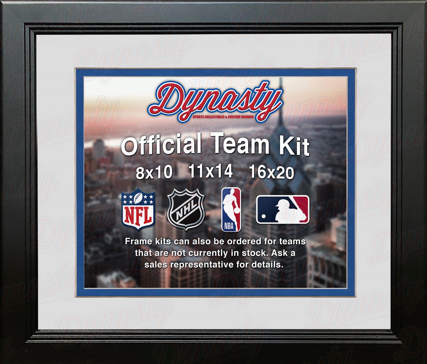 MLB Baseball Photo Picture Frame Kit - Kansas City Royals (White Matting, Blue Trim) - Dynasty Sports & Framing 