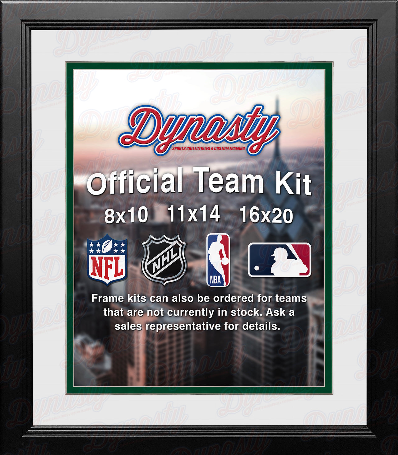 MLB Baseball Photo Picture Frame Kit - Oakland Athletics (White Matting, Green Trim) - Dynasty Sports & Framing 