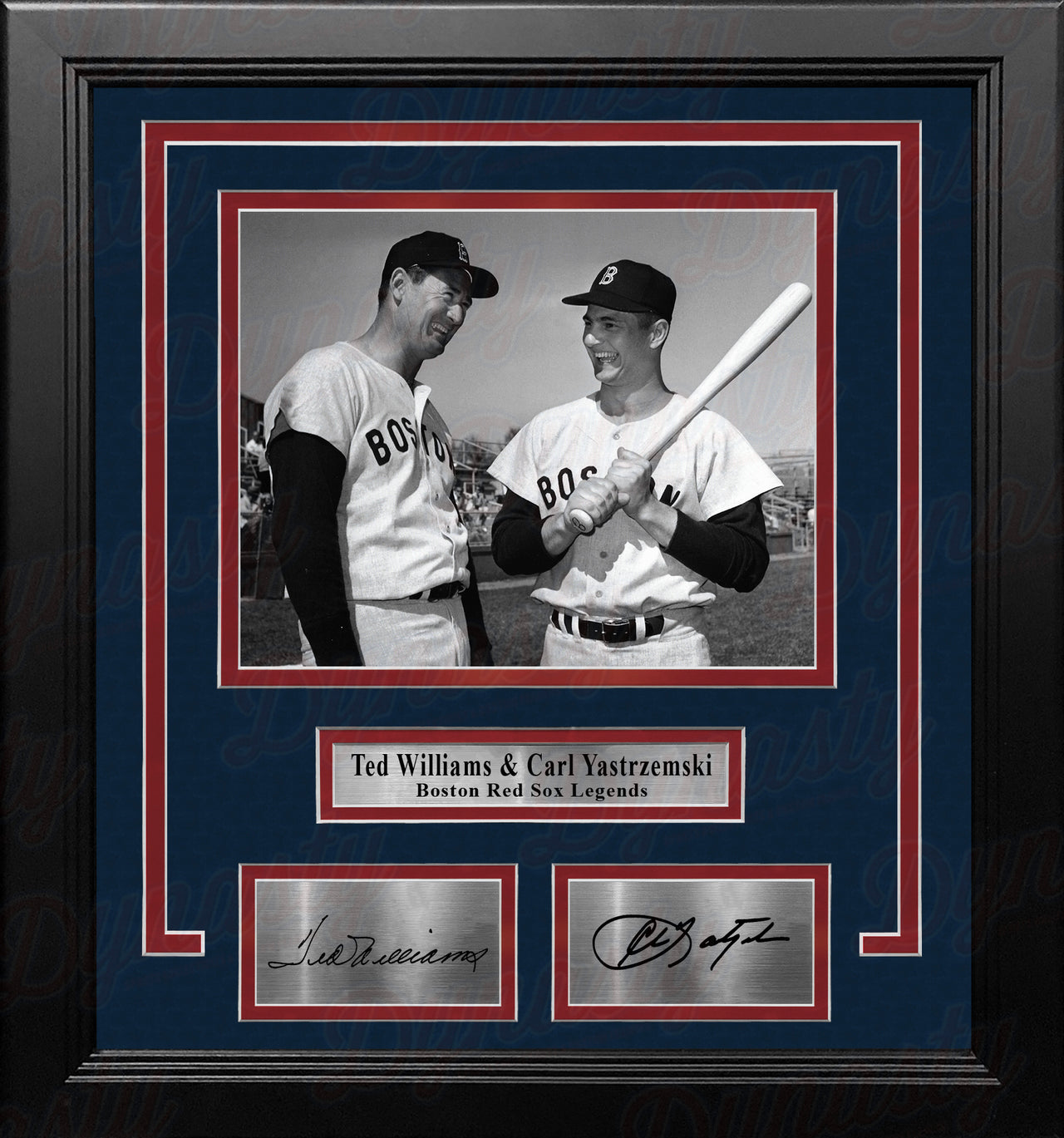 Ted Williams & Carl Yastrzemski Boston Red Sox 8" x 10" Framed Baseball Photo with Engraved Autographs - Dynasty Sports & Framing