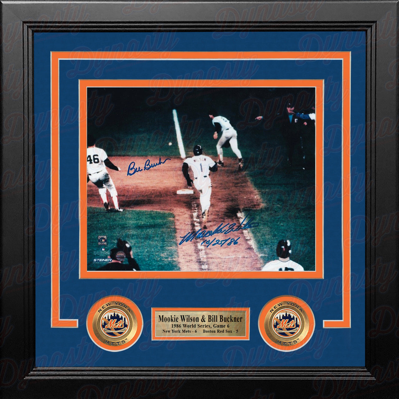 Mookie Wilson & Bill Buckner 1986 World Series New York Mets Autographed 8x10 Framed Baseball Photo - Dynasty Sports & Framing 