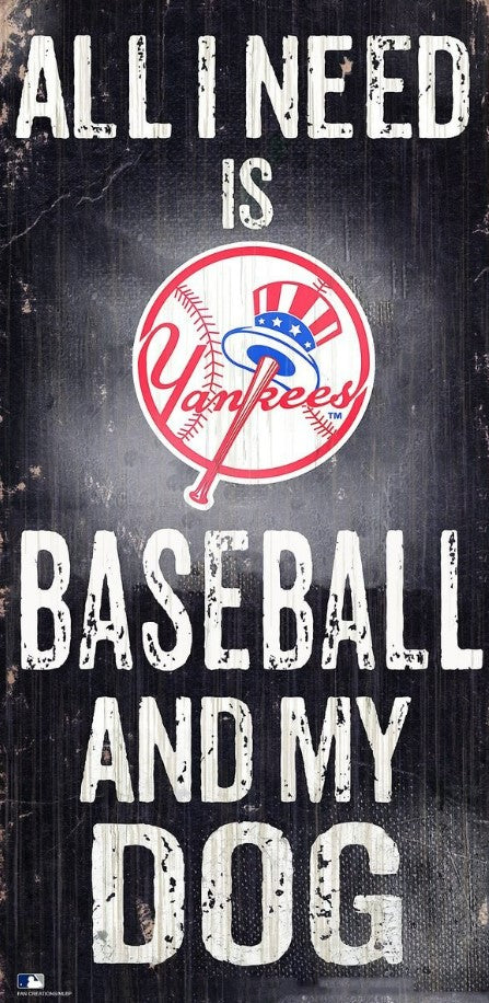 New York Yankees Baseball and My Dog Wooden Sign - Dynasty Sports & Framing 