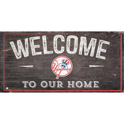 New York Yankees Welcome Distressed Wooden Sign - Dynasty Sports & Framing 