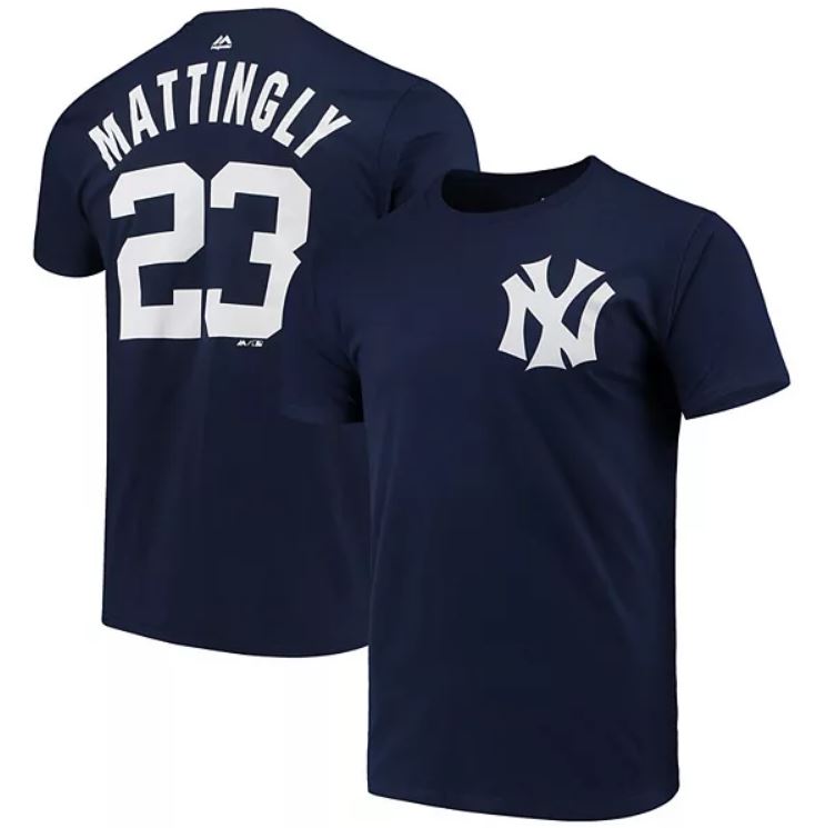 Don Mattingly New York Yankees Majestic Navy Name & Number T-Shirt - Dynasty Sports & Framing 