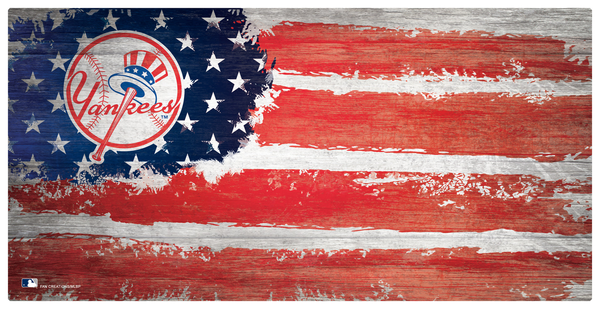 New York Yankees Team Flag Wooden Sign - Dynasty Sports & Framing 