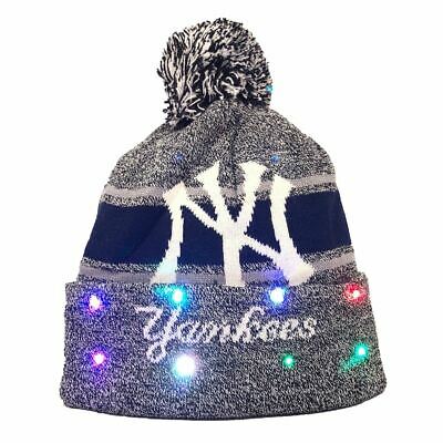 New York Yankees Gray Stripe Light Up Knit Beanie - Dynasty Sports & Framing 