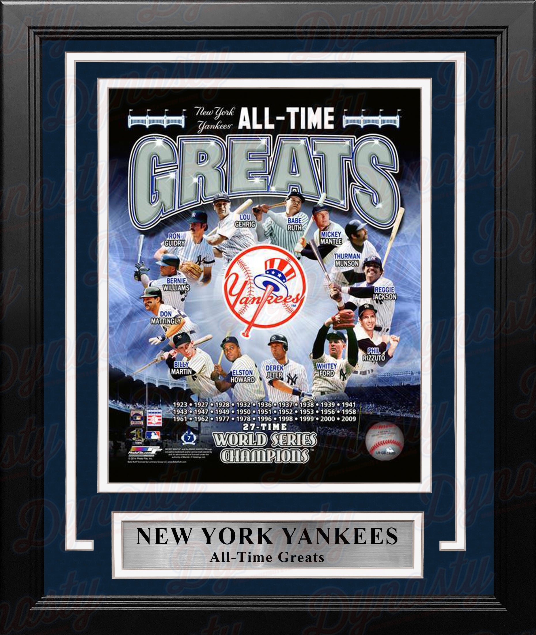 New York Yankees All-Time Greats Collage MLB Baseball 8" x 10" Framed and Matted Photo - Dynasty Sports & Framing 