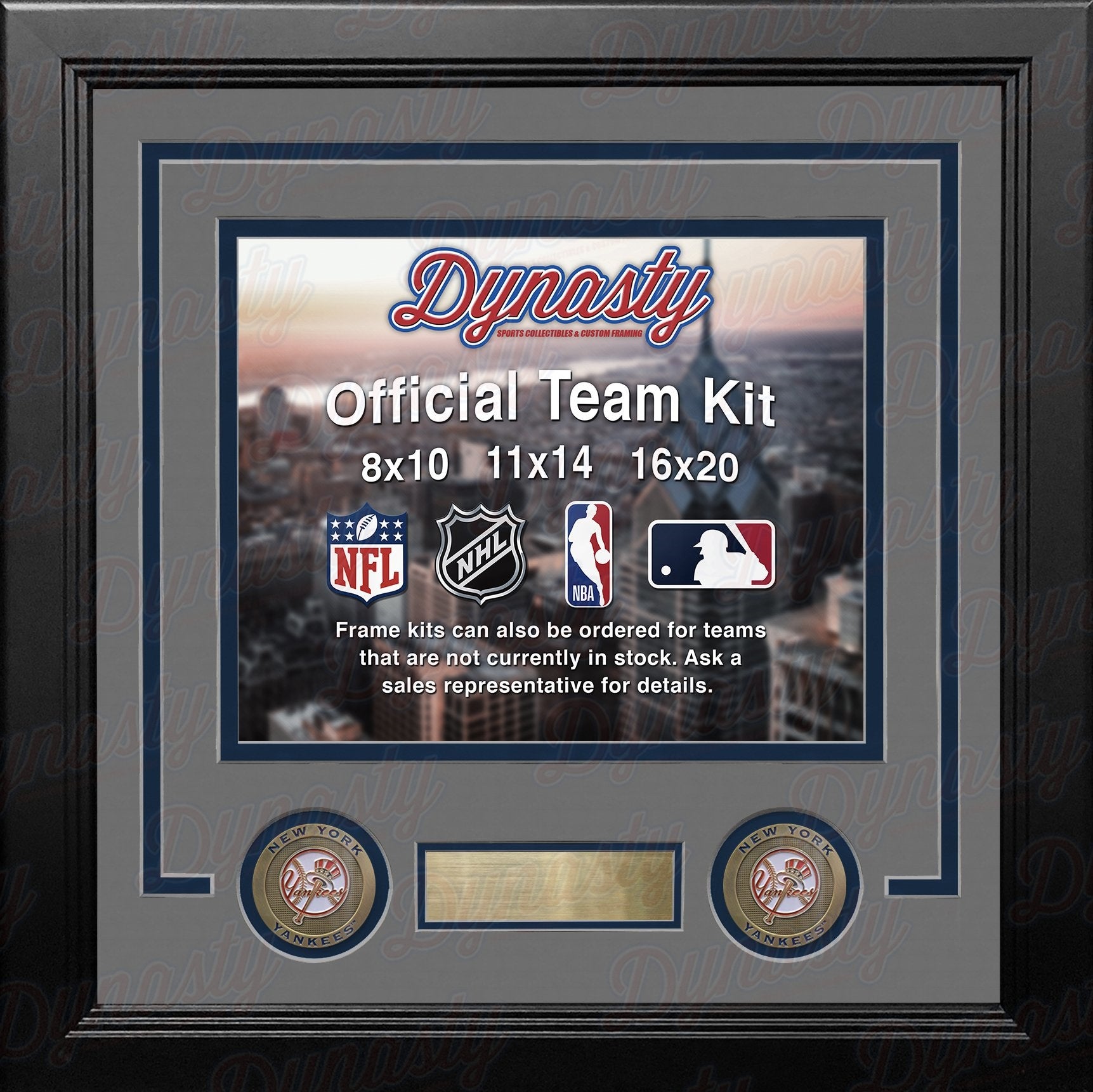 New York Yankees Custom MLB Baseball 11x14 Picture Frame Kit (Multiple Colors) - Dynasty Sports & Framing 