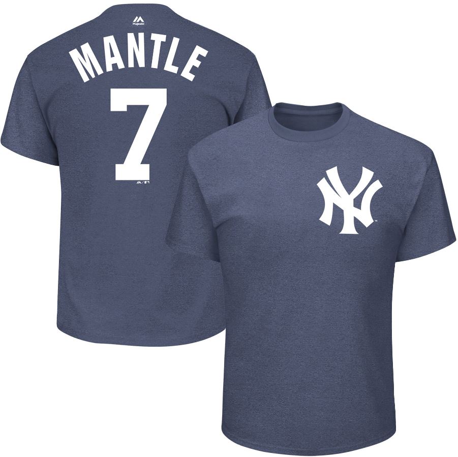Mickey Mantle New York Yankees Majestic Navy Name & Number T-Shirt - Dynasty Sports & Framing 
