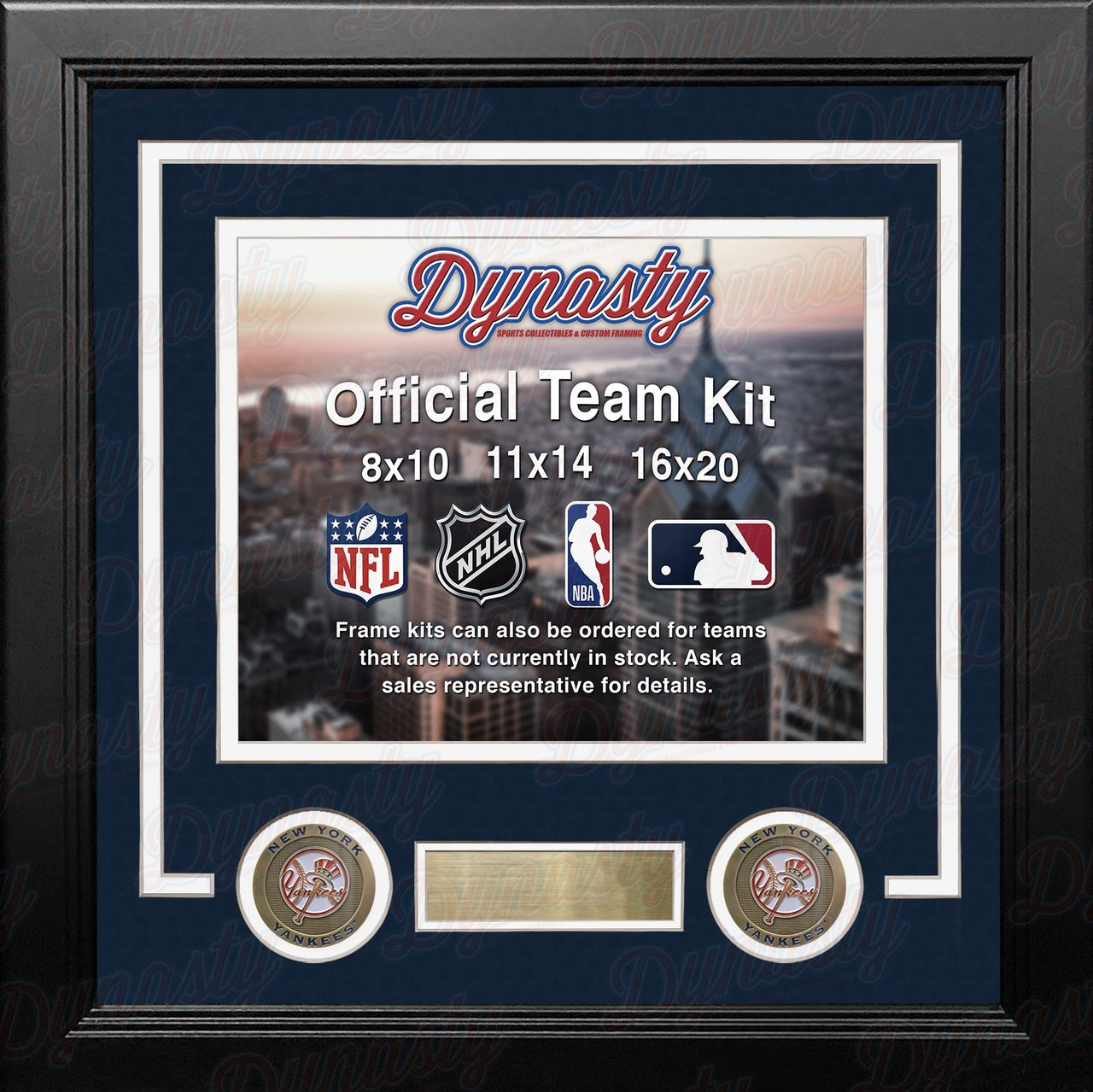 New York Yankees Custom MLB Baseball 16x20 Picture Frame Kit (Multiple Colors) - Dynasty Sports & Framing