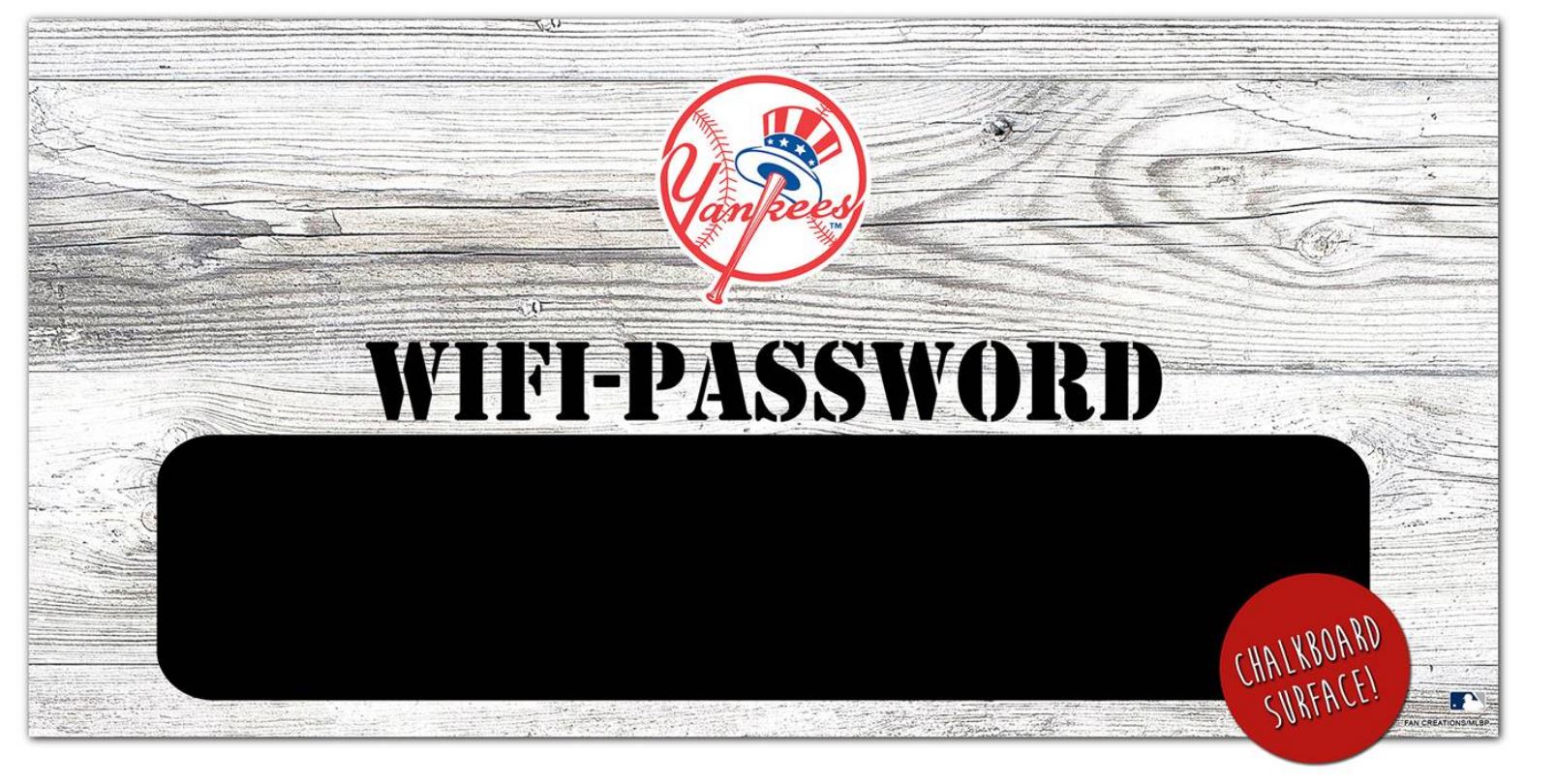 New York Yankees Wifi Password 6" x 12" Wood Sign - Dynasty Sports & Framing 