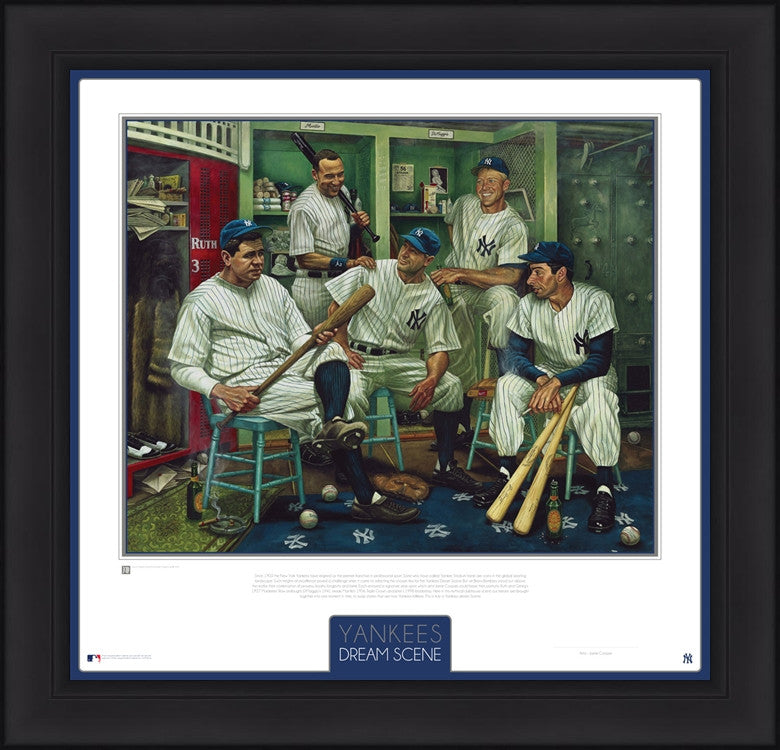 New York Yankees Dream Scene Framed and Matted Lithograph Artwork Print by Artist Jamie Cooper - Dynasty Sports & Framing 