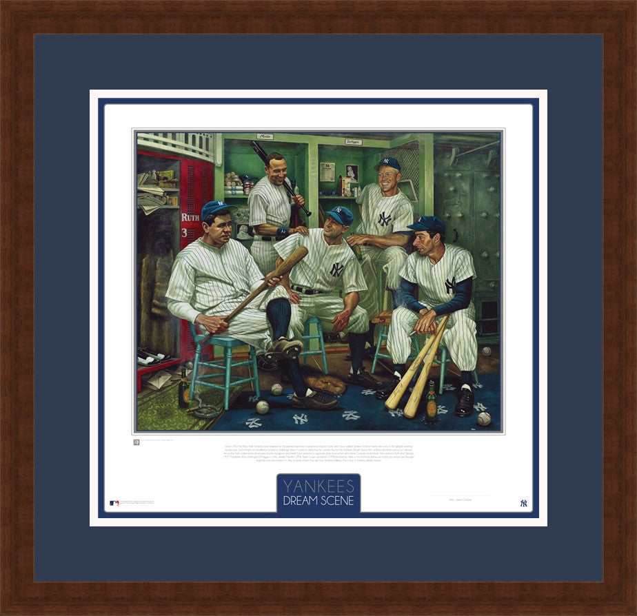 New York Yankees Dream Scene Framed and Matted Lithograph Artwork Print by Artist Jamie Cooper - Dynasty Sports & Framing 