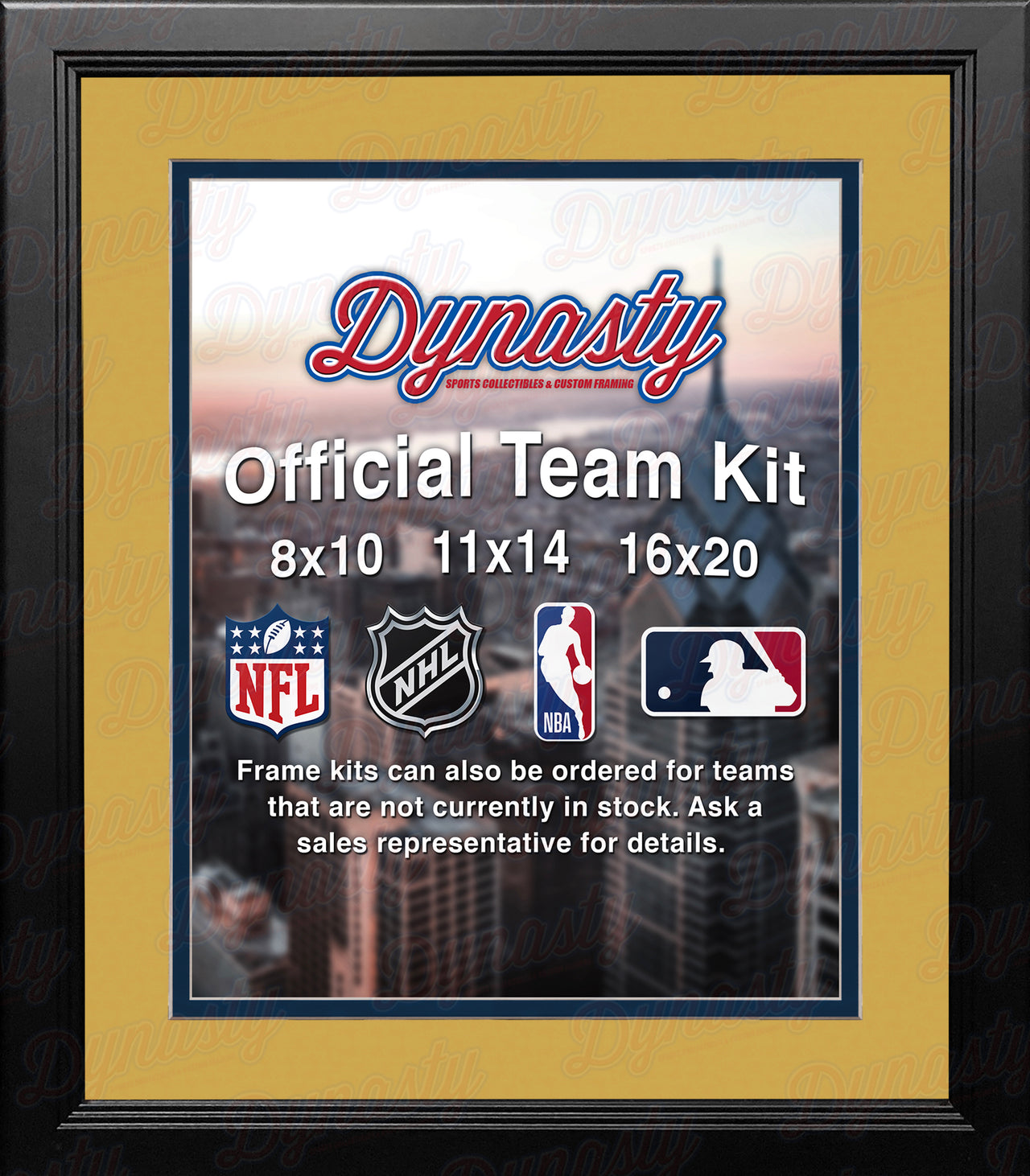 NHL Hockey Photo Picture Frame Kit - Nashville Predators (Yellow Matting, Navy Trim) - Dynasty Sports & Framing