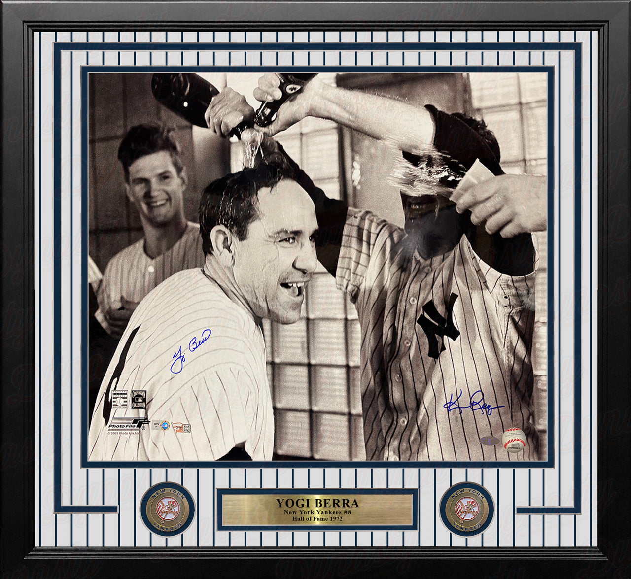 Yogi Berra Champagne Celebration New York Yankees Autographed 16" x 20" Framed Baseball Photo - Dynasty Sports & Framing 