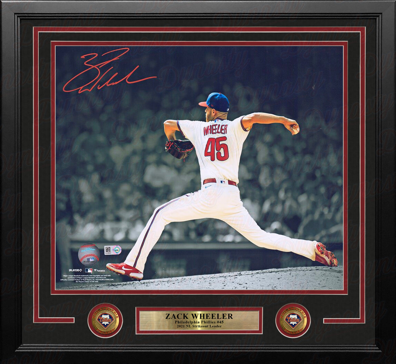 Zack Wheeler Blackout Action Autographed Philadelphia Phillies 11" x 14" Framed Baseball Photo - Dynasty Sports & Framing 