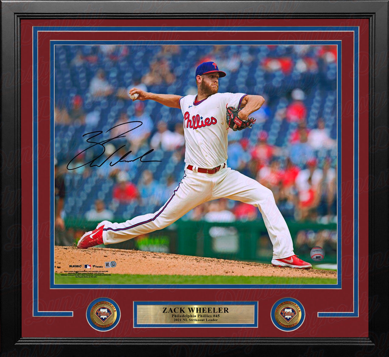 Zack Wheeler in Action Autographed Philadelphia Phillies 16" x 20" Framed Baseball Photo - Dynasty Sports & Framing 