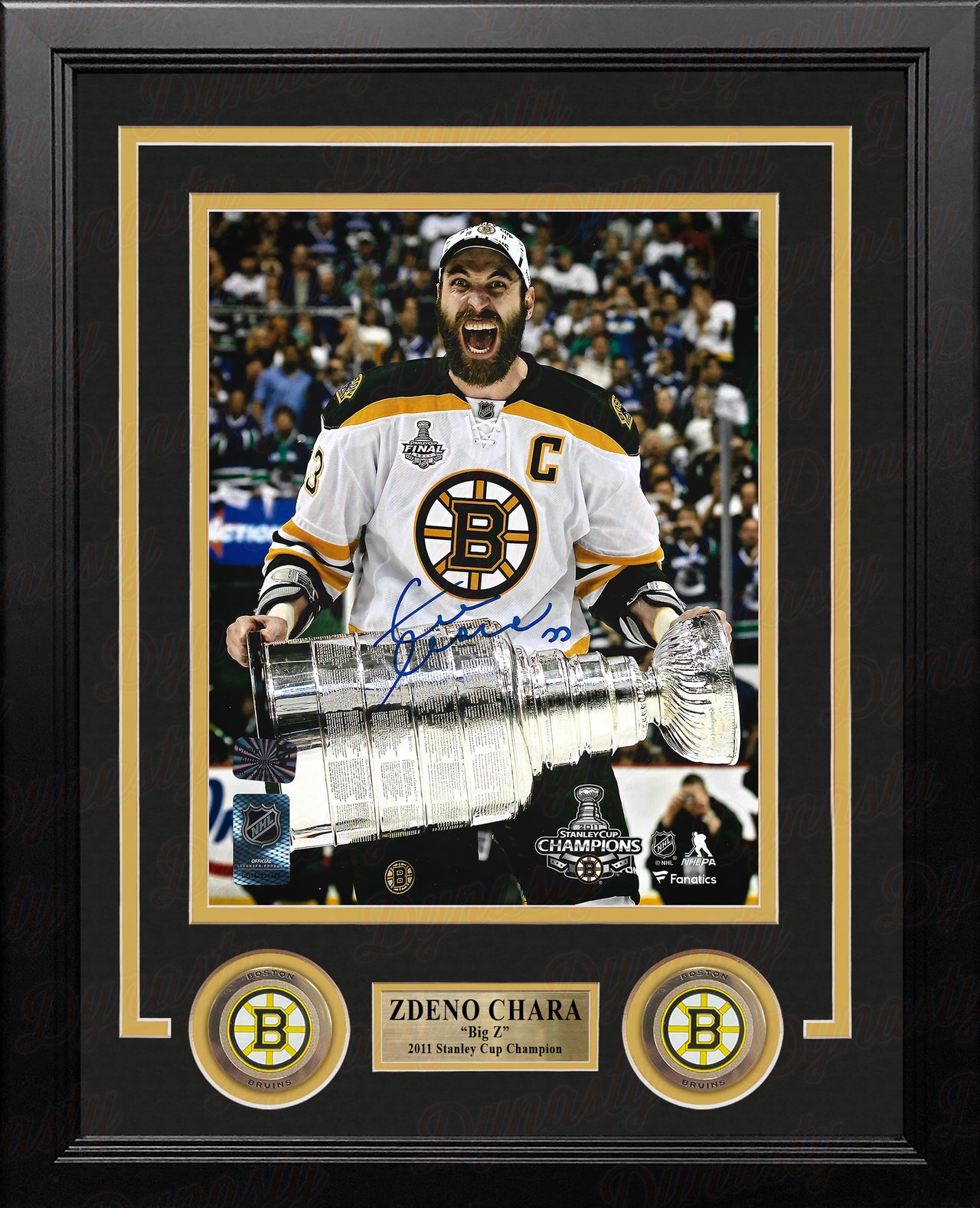 Zdeno Chara 2011 Stanley Cup Boston Bruins Autographed Framed Hockey Photo - Dynasty Sports & Framing 