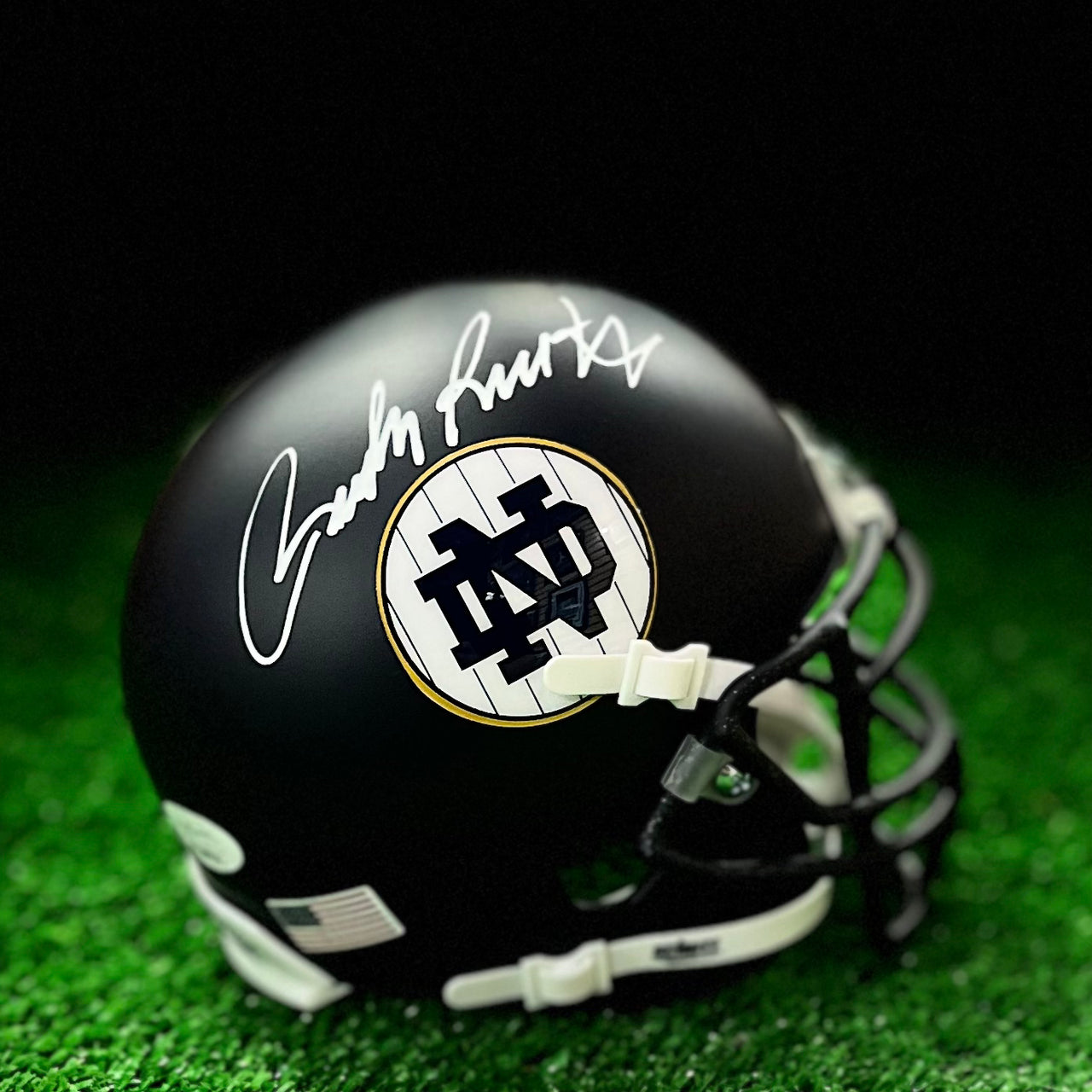 Rudy Ruettiger Notre Dame Fighting Irish Autographed Navy Blue Football Mini-Helmet - Dynasty Sports & Framing 