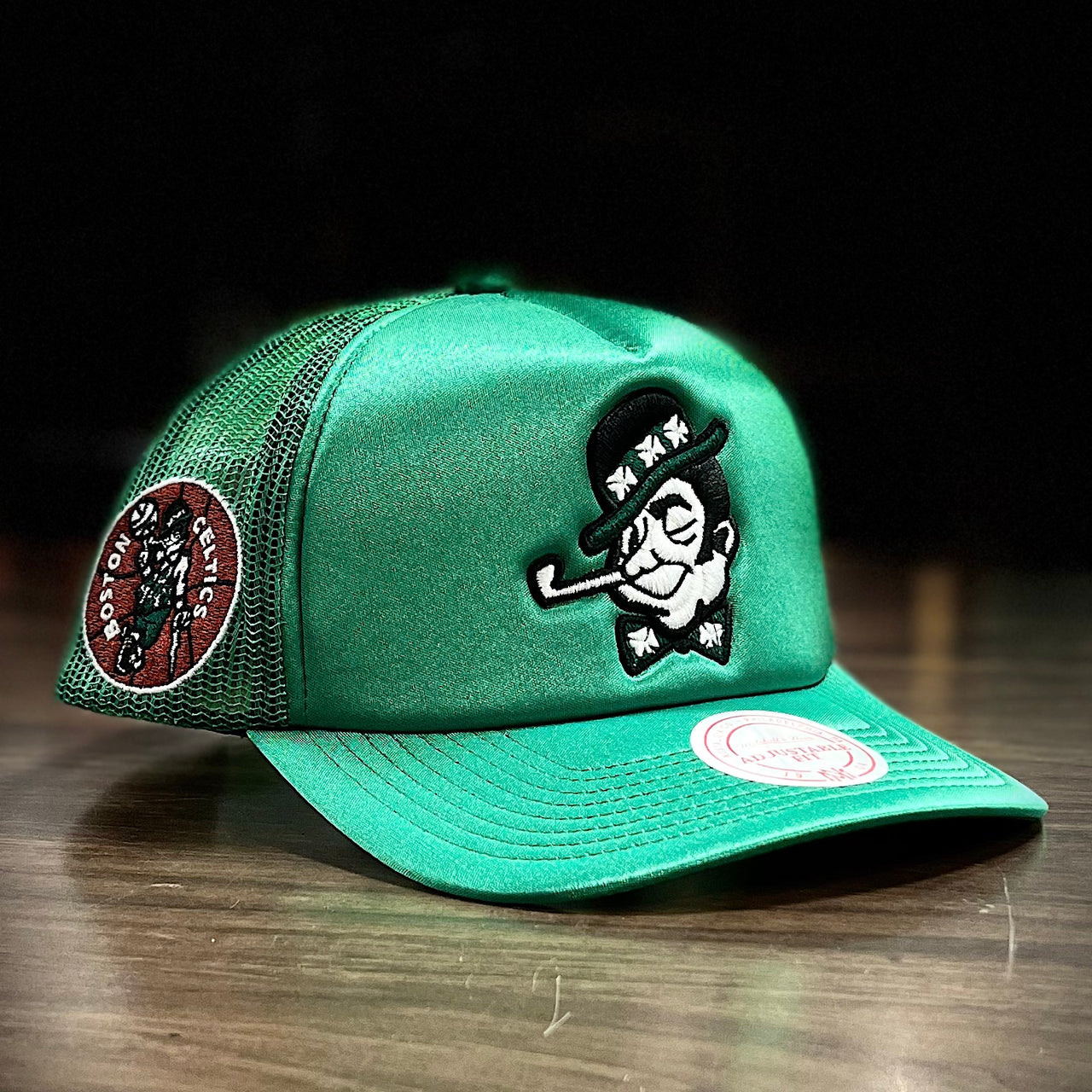Boston Celtics Mitchell & Ness Logo Remix Trucker Hardwood Classics Snapback Hat - Dynasty Sports & Framing 