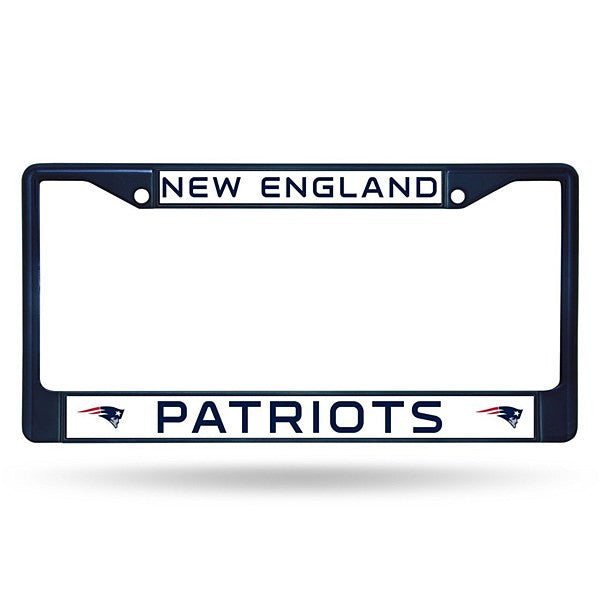 New England Patriots NFL Football Chrome License Plate Frame (Navy Blue) - Dynasty Sports & Framing 