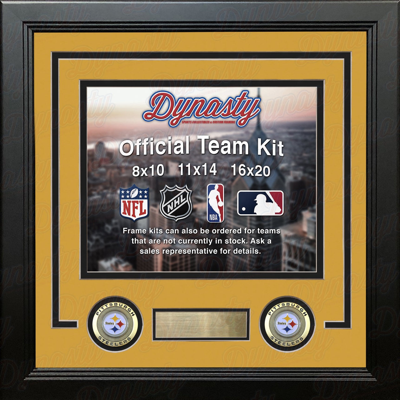 Pittsburgh Steelers Custom NFL Football 11x14 Picture Frame Kit (Multiple Colors) - Dynasty Sports & Framing 